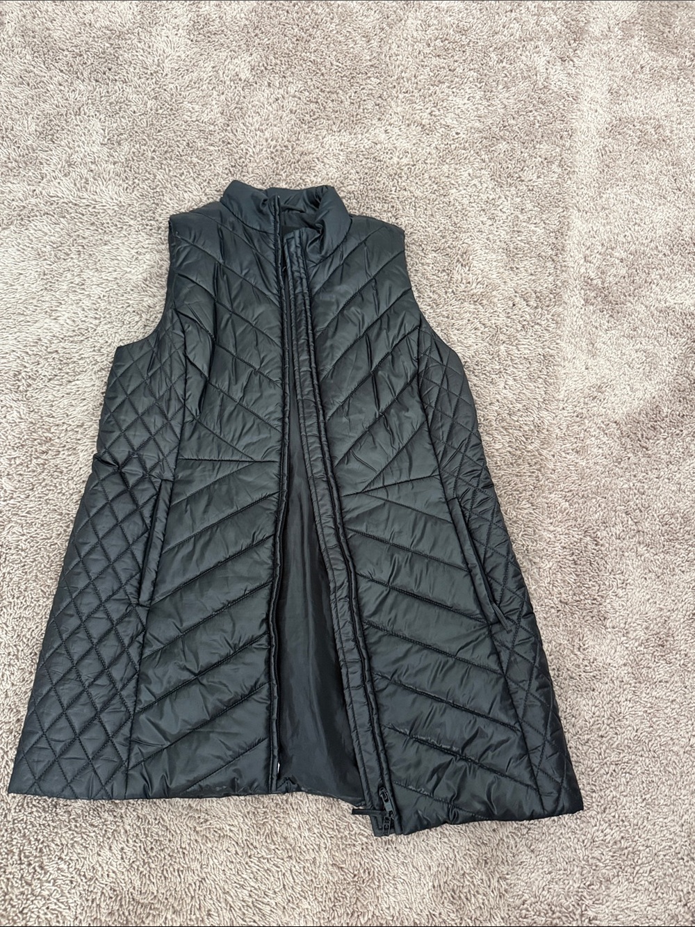 Talbots Black Quilted Mock-Collar Sleeveless Vest
